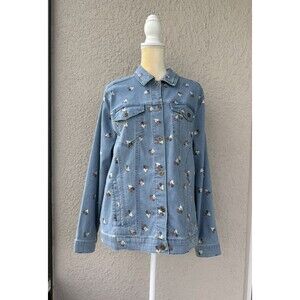 Disney Light Blue Embroidered Denim Jacket - Mickey Print